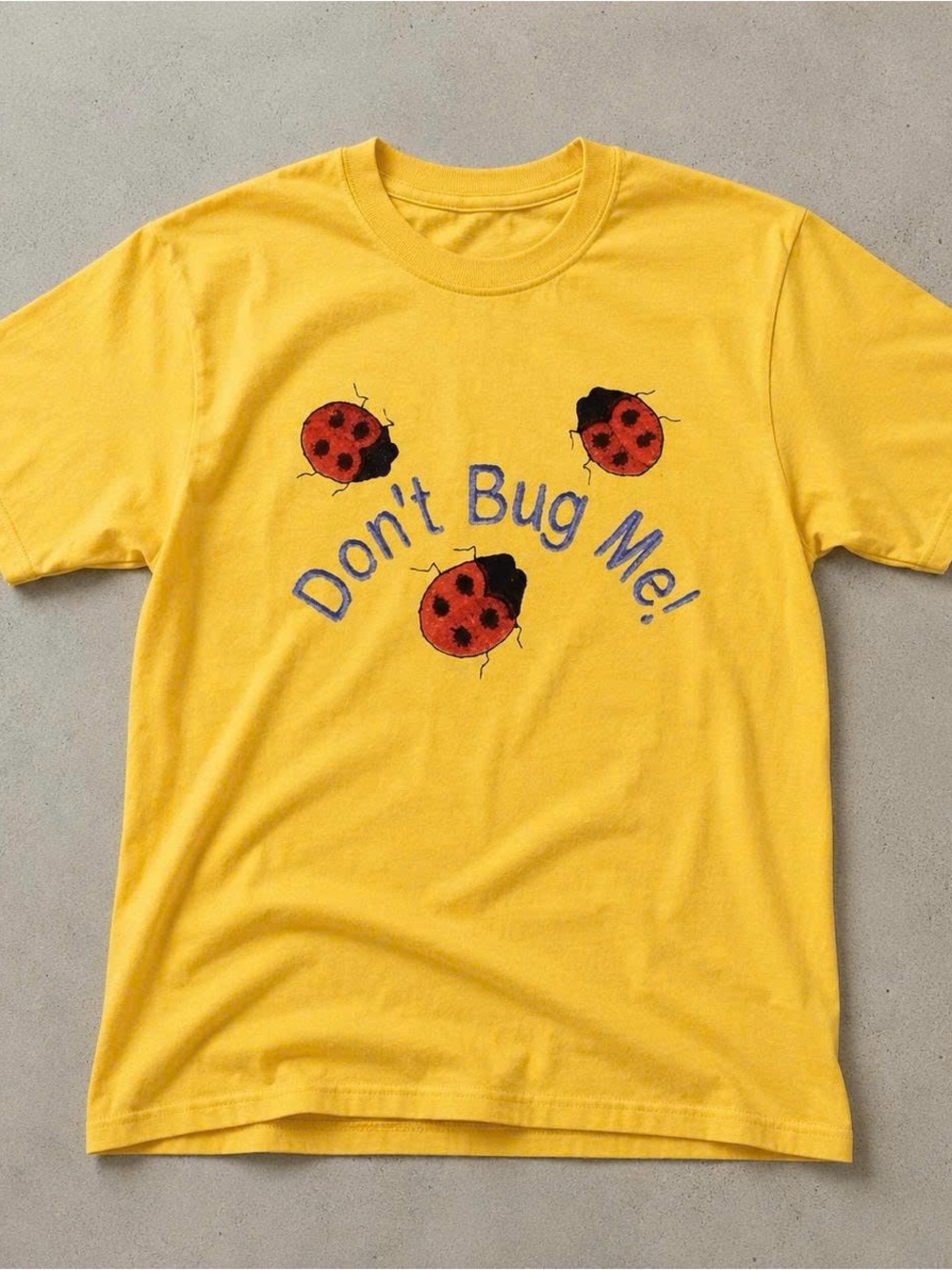 Gildan Yellow 'Don't Bug Me!' Short Sleeve Tee with Ladybug Graphic